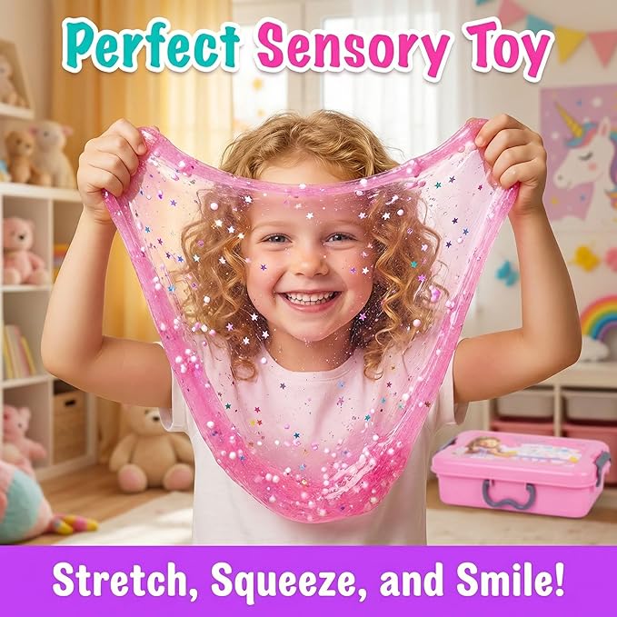 Unicorn Slime Making Kit for Girls - DIY Fluffy Slime Creation Kit with Super Birthday Party Favors