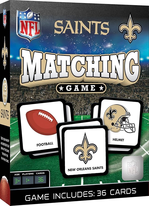 MasterPieces Sports Games - New Orleans Saints NFL Matching Game - Game for Kids and Family - Laugh and Learn