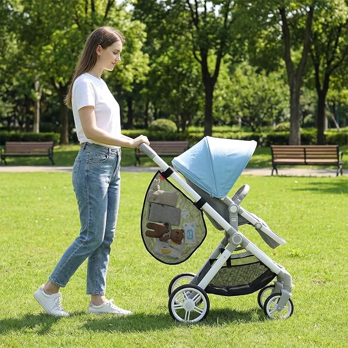 Universal Stroller Organizer Side Sling Stroller Organizer Polyester Net Mesh Bag Fits for Nuna, Baby Jogger, Britax, Uppababy, Doona Strollers