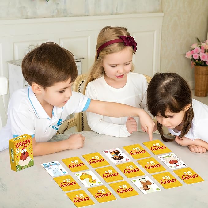 Card Games, Crazy 8s Card Game, Space Playing Cards for Kids, Fun Classic Interactive Games for Kids Toddlers Adults, Perfect for Stocking Stuffers Gifts, Family Game Night Party Table Games