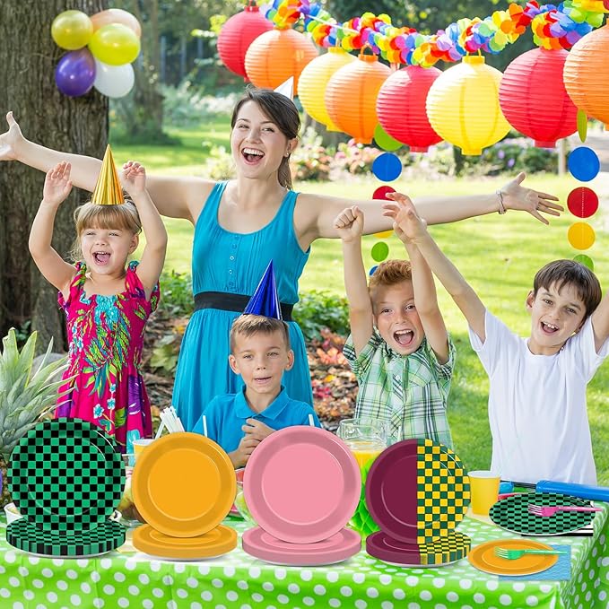 96 Pcs Demon Party Paper Plates and Napkins Anime Demon Party Decorations Cartoon Film Disposable Dessert Plates Demons Comic Tableware Set Serves 24 Guests Boys Girls Kids Teenagers Birthday Supplies