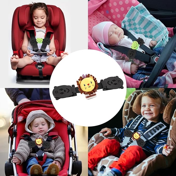 Anti Escape Harness Chest Clip Lock, Baby Safety Strap Prevent Kids Taking Their Arms Out of High Chairs/Strollers, Safety Strap Clips with 2 Dolls(2 Pack)