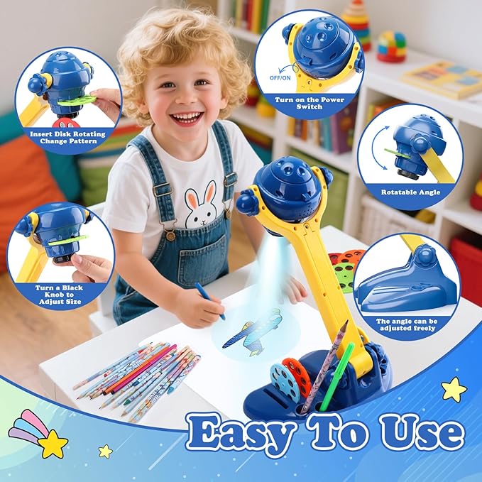 Hoarosall Drawing Projector Kit for Kids Ages 3+ Includes Drawing Projector for Easy tracing, Colored Pencils, Crayons & Activity Books.