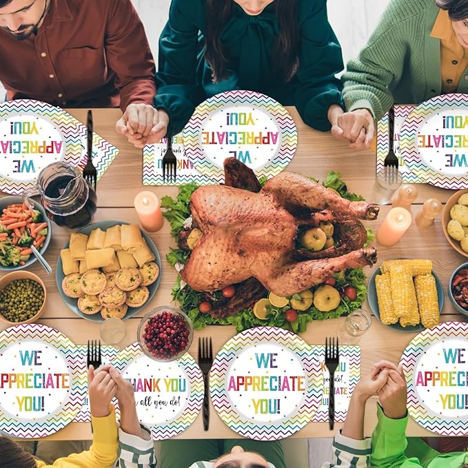 200pcs Thank You Plates Napkins We Appreciate You Party Tableware Set Teacher Appreciation Dinnerware Be Thankful to Teacher Mother Doctor Paper Plates for Congrat Graduate Decor Supplies Serve 50