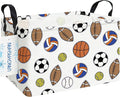 LANGYASHAN Rectangular Storage Bin Collapse Canvas Fabric Cartoon Storage Basket with Handles for Organizing Home Kitchen Boys and Girls Toys Office Closet Shelf Baskets (Rec Colorful Balls)