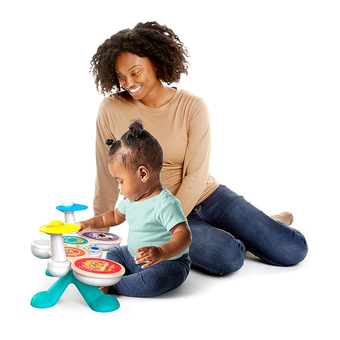Baby Einstein Together in Tune Drums Safe Wireless Wooden Musical Toddler Toy, Magic Touch Collection, Age 12 Months+