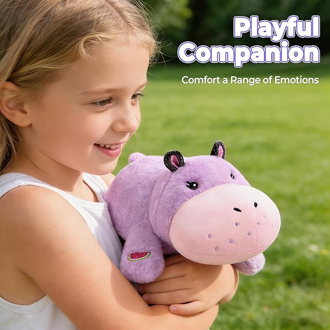 Onsoyours Original Weighted Hippo Stuffed Animals, Comfort Hippopotamus Plush Soft Cute Hugging Plushies Toys Gifts for Kids & Adults(9.8", 1.0lbs)