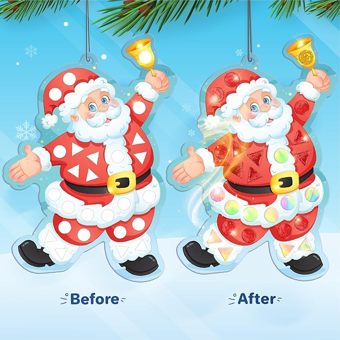 Imagimake Mirror Mosaic Christmas Kids Art Set | DIY Craft Kit | Foil Stickers for Kids | Christmas Activities| Mosaic Kit | Travel Toys | Fun Christmas Gifts for Grandkids Ages 3,4,5,6,7,8