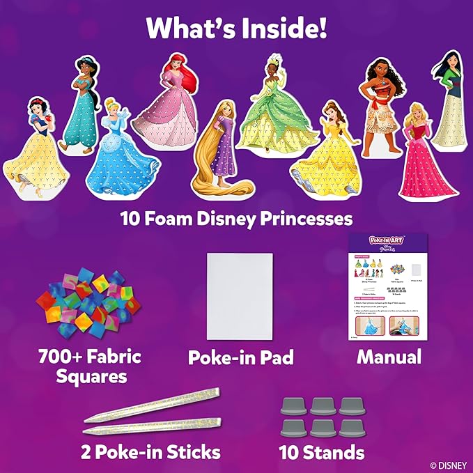 Skillmatics Poke-in Art - Disney Princesses, Mess-Free Fun for Kids, Screen-Free Entertainment, DIY Wood Craft Kits, Creative Activity, Gifts for Girls Ages 4, 5, 6, 7, 8, 9