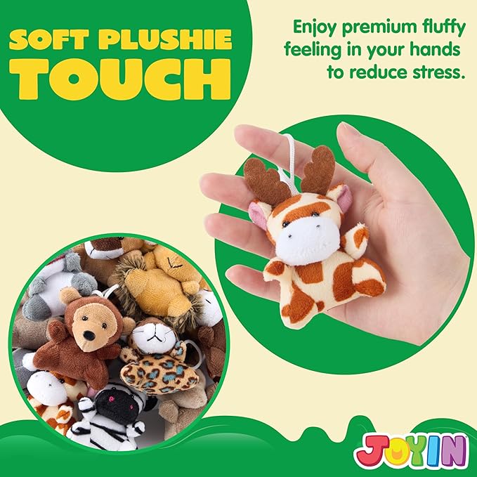 JOYIN 24 Pcs Mini Safari Animal Plush Toys (24 Units 3" Each), Animals Keychain Decoration for Kids, Small Stuffed Animal Bulk for Kids, Carnival Prizes, School Gifts, Party Favor Goodie Bags