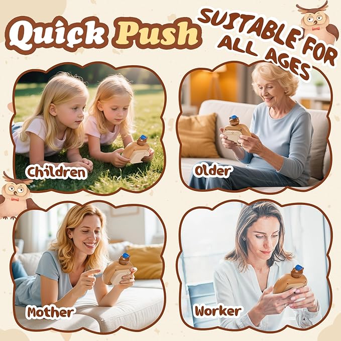 Pop Game Fidget Toy,Quick Push Game Pop Bubble Up Toys for Kids (owl)