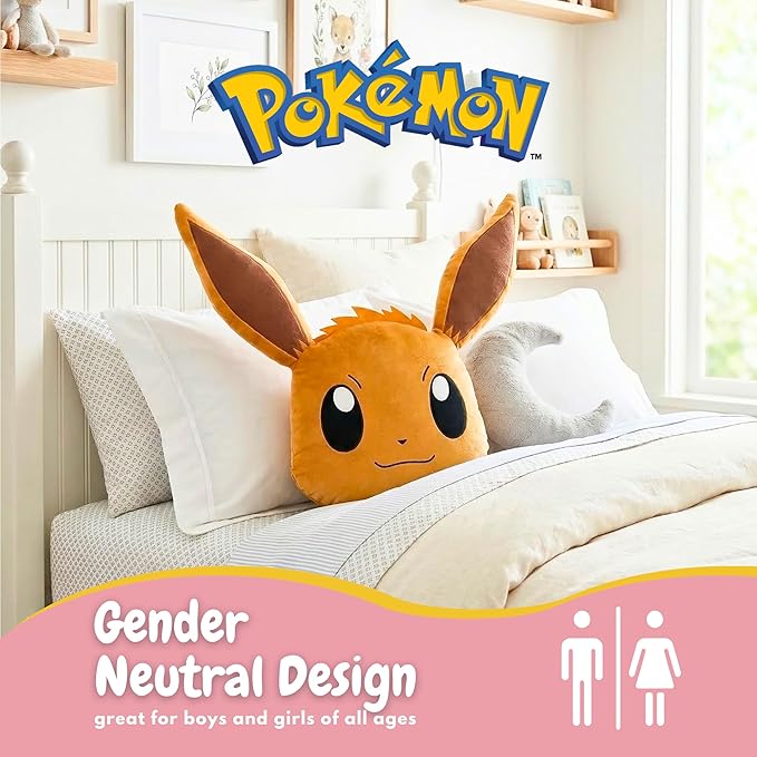 Franco Pokemon Eevee Kids Plush Pillow, Soft Decorative Cushion for Bedroom Décor & Gifts, 20 Inch, (Officially Licensed Product)