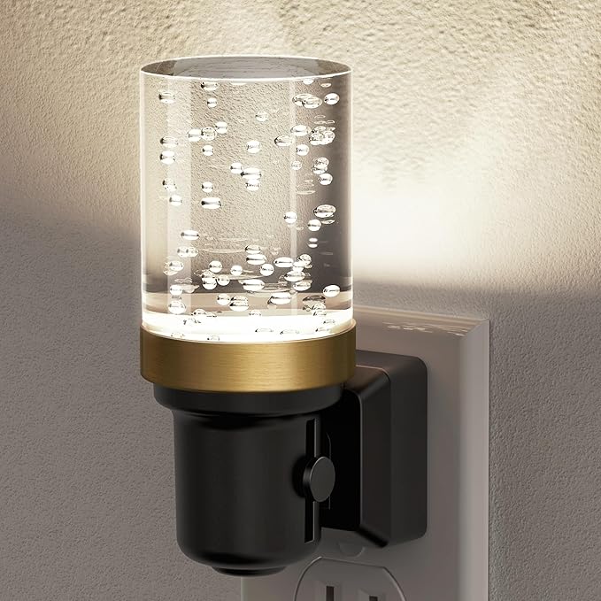JandCase Night Light, Dimmable Night Lights Plug into Wall, Auto On/Off Light Sensor Nightlight, 5000K Daylight White 0-100LM Brightness LED Night Light, Bathroom Hallway Bedroom Decoration
