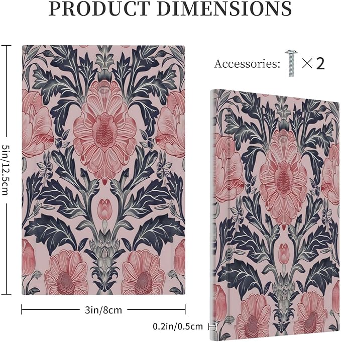 Pink Floral Vintage Botanical Boho Flower Light Switch Cover Plate 1 Gang No Device Blank Electrical Wall Plates Faceplate Decorative Switch Plate Covers for Farmhouse Home Decor
