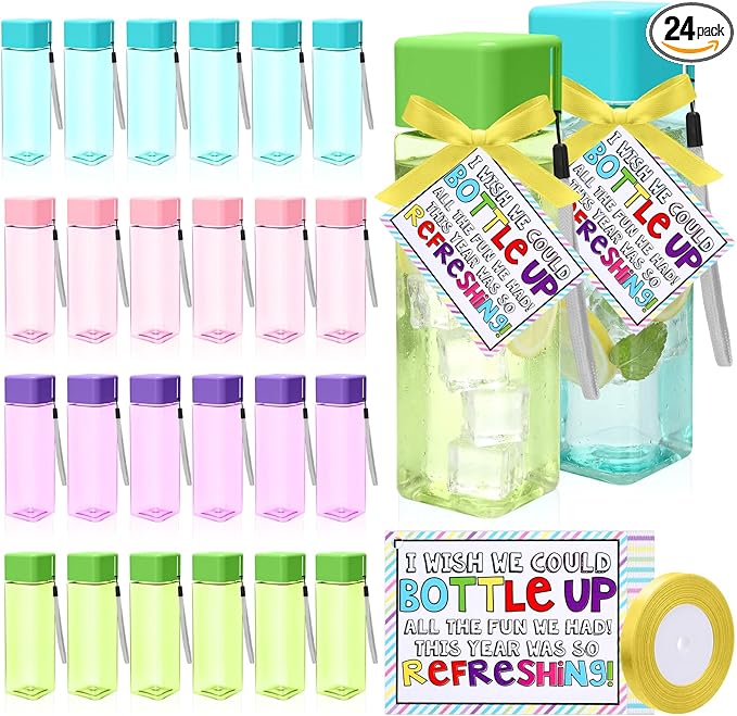 Yungyan 24 Sets End of Year Gifts for Students 17 oz Water Bottles Bulk Portable Sports Water Bottle Summer Graduation Student Gift from Teachers for Kids School Classroom Prize Goodie Bag(Screw Cap)