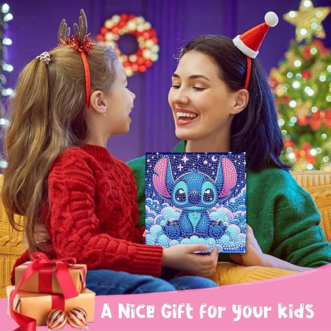KOJEFCV 4 PCS Diamond Art Painting Kits for Kids, Cartoon Diamond Art for Kids Ages 4-8-12, Cartoon Gem Painting Kit Crafts Beginners for Gift Home Wall Decor (6x6 inch)