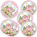 40pcs Farm Animals Party Supplies Plates and Npakins Farm House Animal Barnyard Theme Birthday Party Decorations Pink Barn Animal Baby Shower Tableware Sets