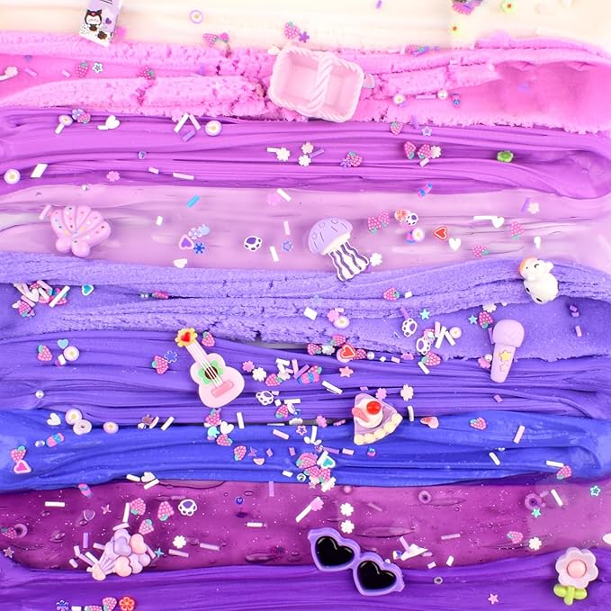6 Pack Slime Kit, Purple Dream Slime Kids, Cloud Butter & Clear Slime, Party Favors, Toys for Girls Boys Ages 5 6 7 8 9 10 11 12, Goodie Bag Stuffers, Birthday Gift Ideas Cute Stuff