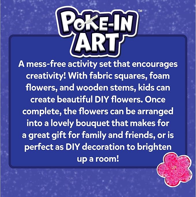 Skillmatics Poke-in Art - Flower Bouquet, DIY Wood Craft Kit, Mother’s Day Gift, Mess-Free Creative Play for Girls and Boys Ages 4, 5, 6, 7, 8, 9, Fine Motor Skills, Screen-Free Fun