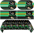 Green Birthday Decorations for Men Boys,Green and Black Party Tableware Set Include Birthday Plates Napkins and Tablecloth,for Mens Boy Bday Party Decorations Supplies,Serves 20