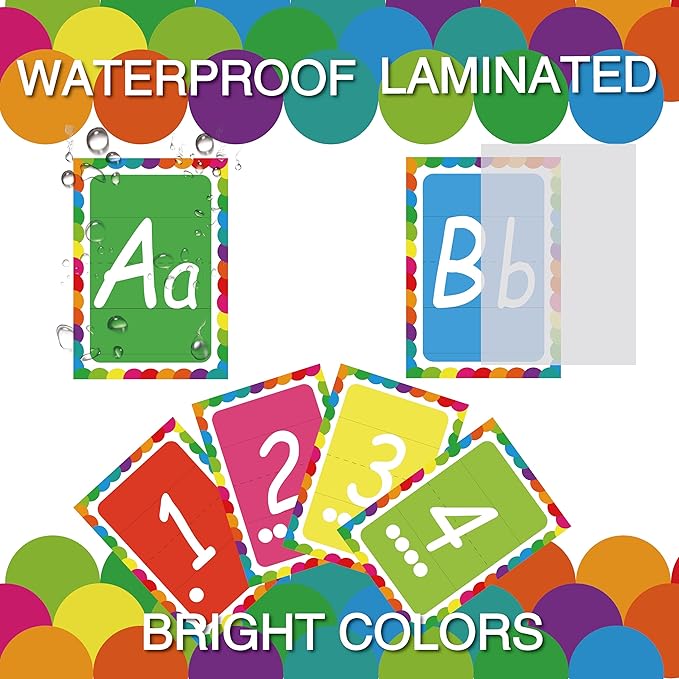 36 Alphabet Bulletin Board Set, Alpethabet Line ABC Number Poster Classroom Decorating Set Preschool English Posters Kindergarten Elementary Classroom Wall Decor Nursery Homeschool Supplies (Bright)