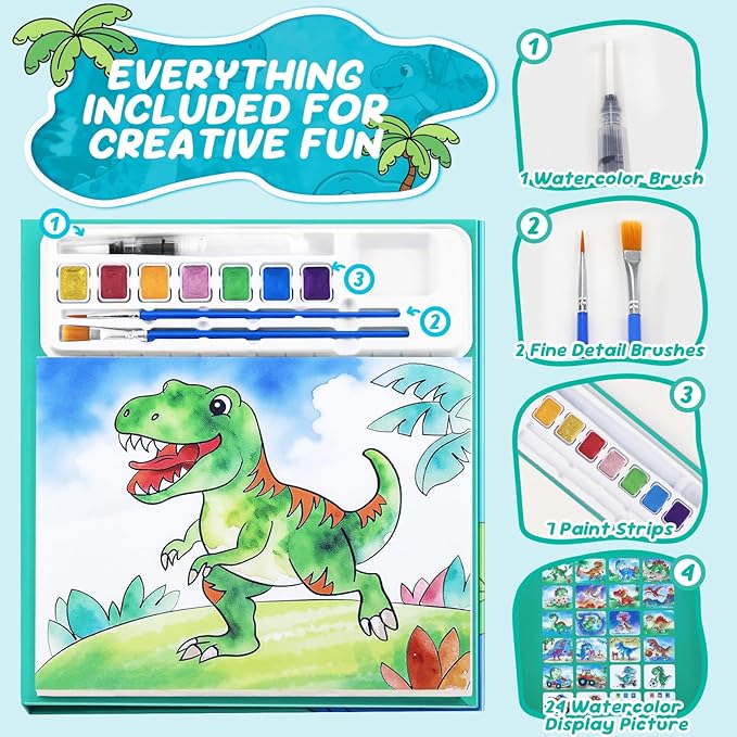 Paint with Water Coloring Books for Kids, Mess Free Watercolor Painting Kit Painting Activity for Kids Ages 3-5 4-8, Arts Crafts Drawing Gift Toy for Boy Girl