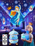 PIKOY Night Light Snow for Kids, 15 White Noise+16 Films+336 Colors Star Projector for Kids, 360°+Remote+Cordless Baby Night Light Projector, Princess Toys for Girls Room Decor Light