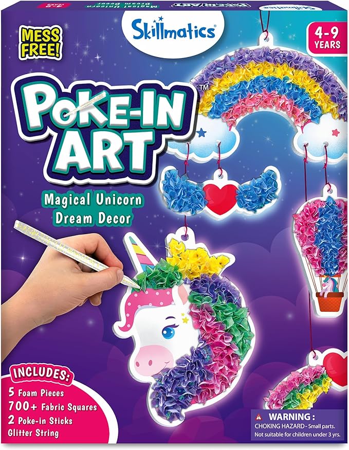 Skillmatics Poke-in Art - Magical Unicorn Dream Decor, Mess-Free Fun for Kids, DIY Wood Craft Kits, Screen-Free Activity, Gifts for Ages 4, 5, 6, 7, 8, 9