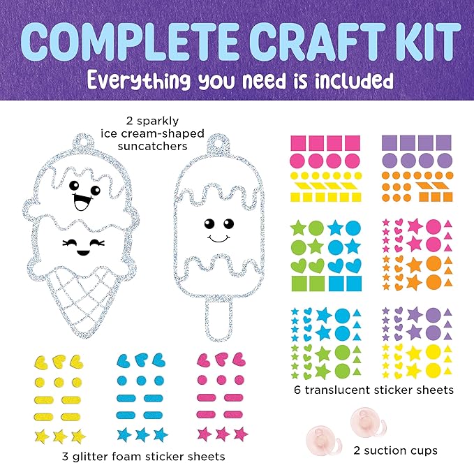 Creativity for Kids Sticker Sun Catchers Mini Craft Kit: Create 2 Suncatchers - Toddler Spring Crafts and Gifts, Arts & Crafts for Kids, Window Art for Kids (Ages 3+)
