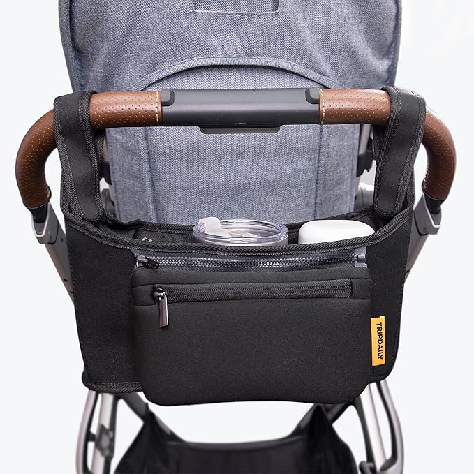 Stroller Organizer, Non Slip Straps Stroller With Insulated Cup Holder Fits for UPPABABY, Detachable Bag for Phone, Stroller Organizer Bag Compatible with Various Brands of Stroller