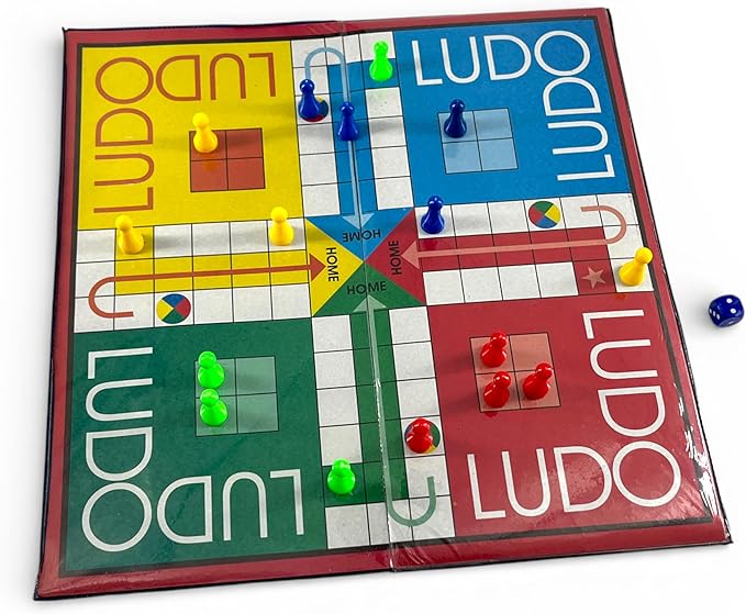 2-in-1 Ludo and Snakes & Ladders Foldable Board Game with Dice and Playing Pieces for Family Indoor Play