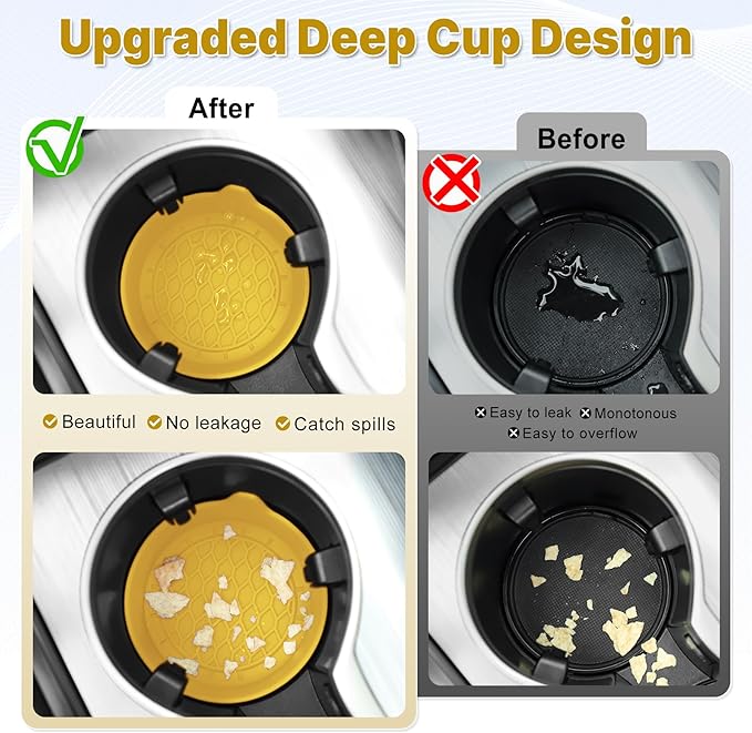 SINGARO Car Cup Holder Coaster, Silicone Cup Holder Insert, Universal Non-Slip Cup Holders, Car Accessories Interior for Women and Man 4 Pack Yellow