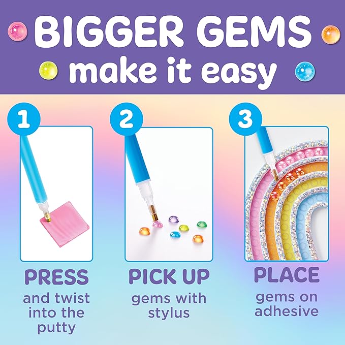 Creativity for Kids Bubble Gem Super Sticker: Rainbow, Diamond Art Kits for Kids, Mini Craft Kit and Spring Crafts for Girls, Window Art Craft Kits for Girls (Ages 6+)