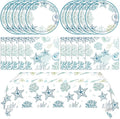 41Pcs Ocean Seashell Party Supplies Kit,Coastal Beach Disposable Party Tableware Decorations,Starfish Coral Paper Plates Napkins and tablecloth for Kids Summer Birthday Baby Shower, Serves 20