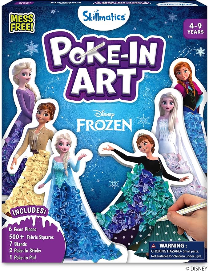 Skillmatics Poke-in Art – Disney Frozen, Mess-Free Fun for Kids, DIY Wood Craft Kits, Creative Activity, Gifts for Girls Ages 4, 5, 6, 7, 8, 9, Includes Elsa & Anna