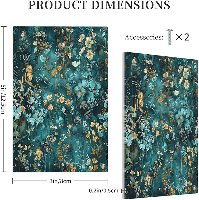 Light Switch Cover Plate Green Leaf Floral Boho Golden Flower Plant 1 Gang No Device Blank Electrical Wall Plates Faceplate Decorative Switch Plate For Bed Room Cabin Decor