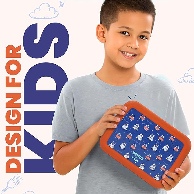 YOLAY Bento Box for Kids Lunch Box Leak-Proof, 5-Compartment Lunch Box Kids for Ages 3-10, Durable with Anti-Slip Base, Suitable for Schools, Outdoor and Travel (Mermaid) (Robo)