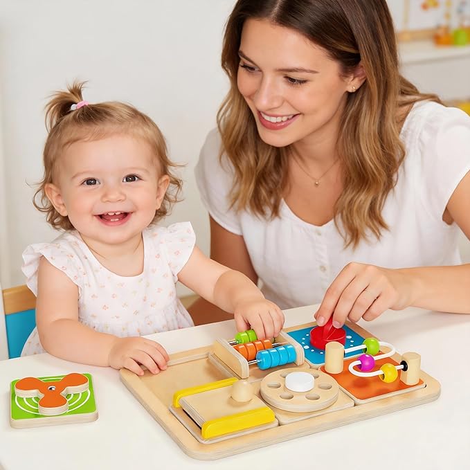 Busy Board for 1 Year Old, Montessori Toys for Toddler 1-3, Boys Girls Birthday Gifts