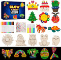 GWAHSA 30pcs DIY Wooden Magnets, Glow in The Dark Wooden Art Craft Supplies Painting Kit for Kids Activities Party Favors for Boys Girls Ages 4-8 8-12 Birthday Gifts Toys Pinata Goodie Bags Stuffers