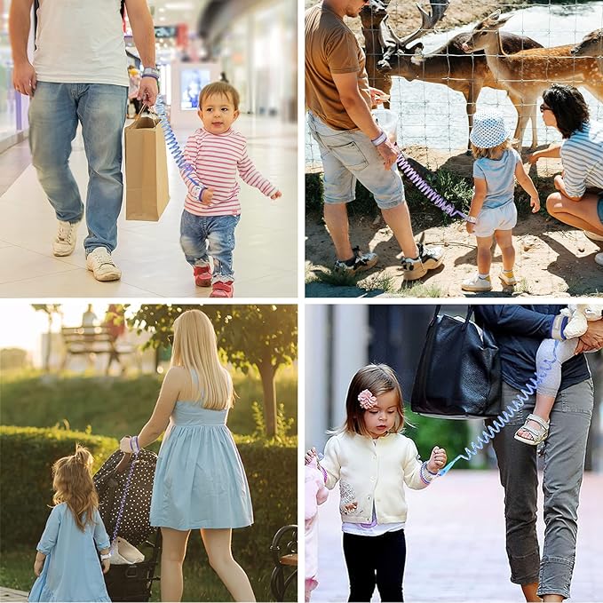 Zooawa Toddler Leash 2Pack, Toddler Kids Harness Anti Lost Wrist Link with Magnetic Lock, Reflective Safety Walking Harness Wristband Leashes for 2,3,4 Years Old Boys Girls, Dark Blue+Dark Purple