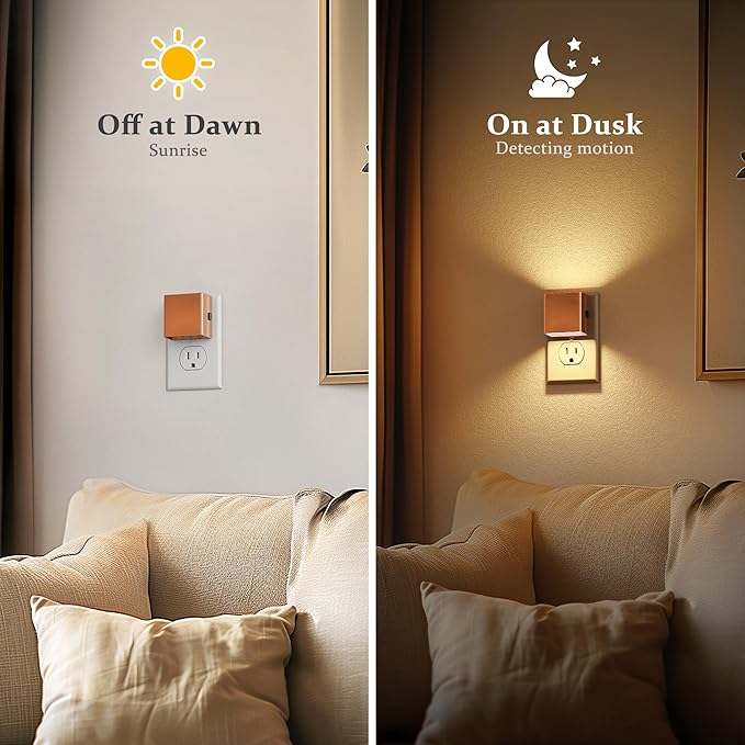 JandCase Night Light,Automatic Night Lights Plug into Wall,Dusk to Dawn,2 Pack Soft White 3000K Brightness Adjustable Nightlight for Kids Bedroom Bathroom Hallway Kitchen