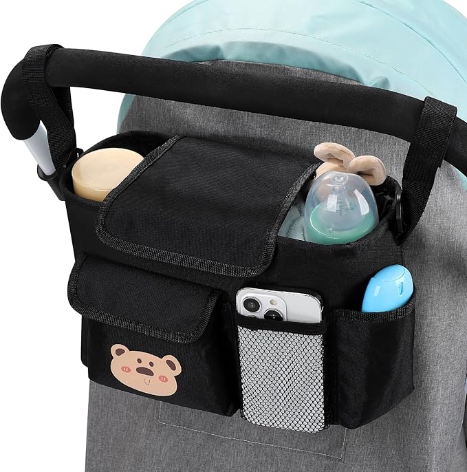 Accmor Universal Stroller Organizer with Cup Holder and Shoulder Strap, Stroller Bag Caddy Organizer Fits for Uppababy, Baby Jogger, Britax Strollers