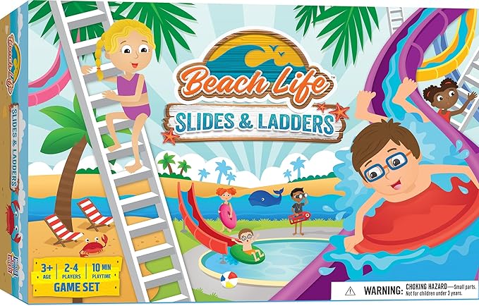 MasterPieces Beach Life Slides & Ladders - Premium Quality Educational and Fun Activity for Kids and Families - Great Gift Idea for Holidays Birthdays and Everyday Playtime Collectible Game