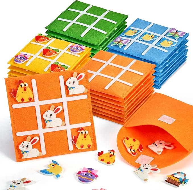 JoyCat 30 Pack Tic Tac Toe Party Favors for Kids, Felt Travel Board Games with Storage Pouch, Classroom Prizes, Goodie Bag Stuffers, Birthday Gifts for Students(Garden)