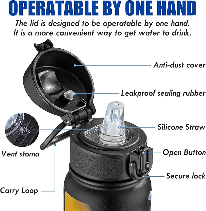 OLDLEY 12oz Kids Water Bottle, Stainless Steel Insulated Water Bottle For Kids, With Straws Leak-proof, Kids Water Bottles For School Boys Girls,Solar System