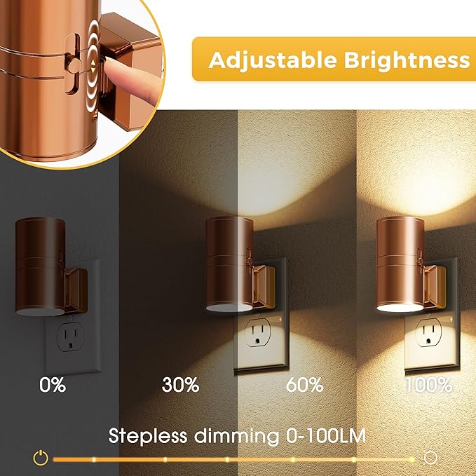 L LOHAS LED Night Light, Automatic Night Lights Plug into Wall, 2 Pack Nightlights with Light Sensor, 3000K Soft White 0-100LM Dimmable Modern Nightlight for Kids Bedroom Hallway