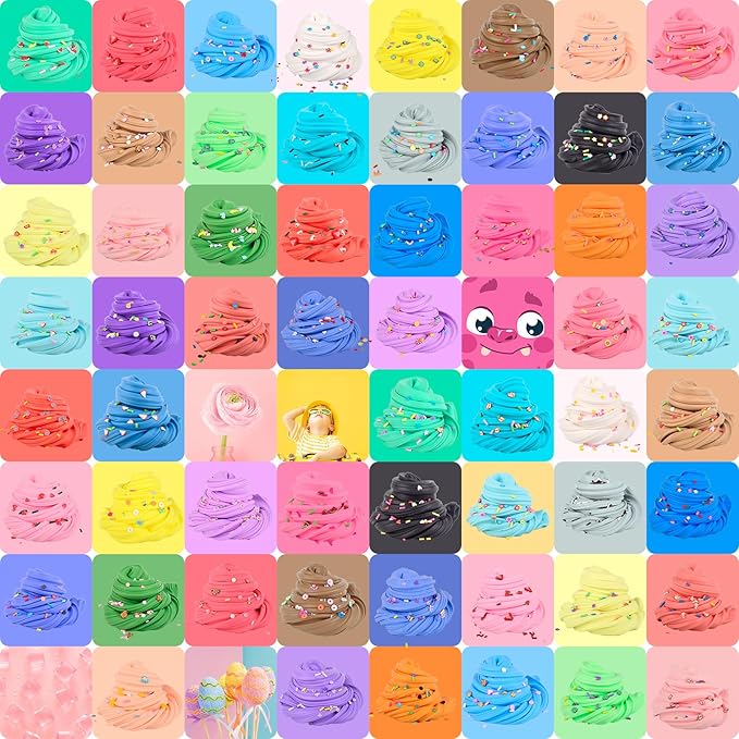 58-Pack Butter Slime Kit – Mini Slime Party Favors for Girls & Boys, Scented Bulk Slime Supplies for Kids, Soft & Non-Sticky Stress Relief Toy, Birthday Goodie Bag Stuffers