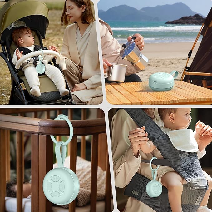 Portable Sound Machine for Baby | White Noise | 12 Soothing Sounds | Noise Canceling for Travel, Office, Nursery | Baby Shower | Registry Gift | Sleep Soother for Babies Kids Adults | Mint