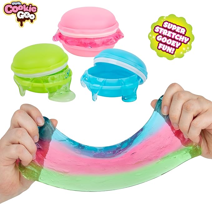ORB Goooze Cookie Goo Slime Kit 2 Pack - 6 Total Macaron Shaped Containers with Cookie Slime - Sensory Squishy Jelly Slimes to Stretch, Squeeze for Adults and Kids - Colorful Fidget Slimes, Fun Gifts