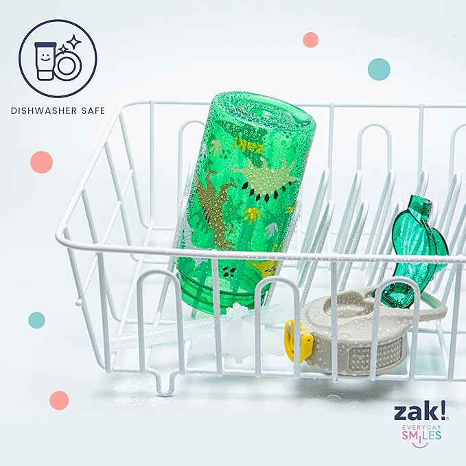 Zak Designs Sage Minecraft Kids Water Bottle For School or Travel, 16oz Durable Plastic Water Bottle With Straw, Handle, and Leak-Proof, Pop-Up Spout Cover (Creeper)